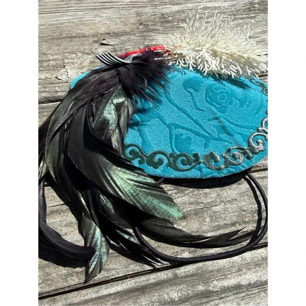 Turquoise Feathered Hairpiece with Red Medallion Disney The Little Mermaid